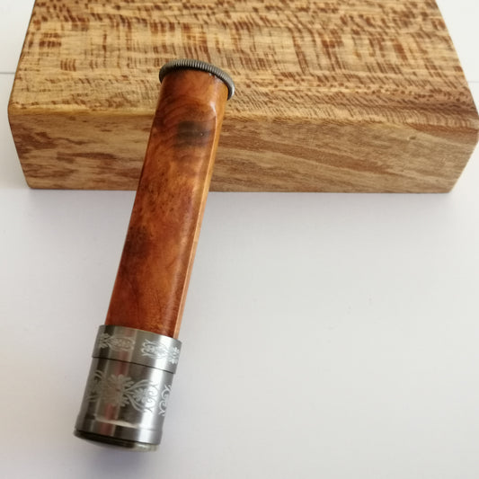Porte moulinet insert bois de ronce bague sérigraphiée D89BRBS